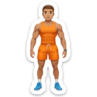 full male legs back with orange gym shorts sticker