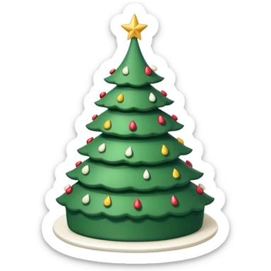 flat cake that looks like christmas tree, it is whole layered with white cream and has sharp corners sticker