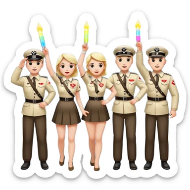 Nazis dancing with glow sticks saluting sticker