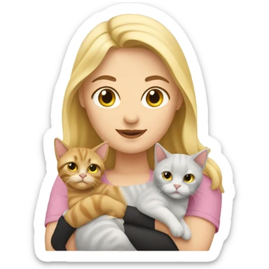 Really Fat blonde woman with 2 cats sticker