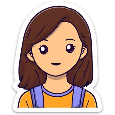 light skin brown girl with long dark brown hair and dark brown eyes sticker