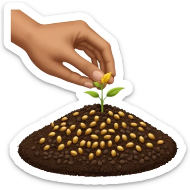 eine hand soll in die erde samen tun, ohne das nab abdere pflanzen sieht sticker