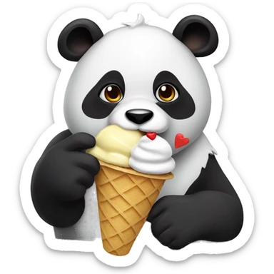 Panda eating ice cream sticker