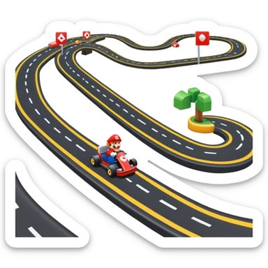 Mario kart lane going across horizontally  sticker