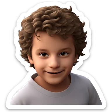 smiling boy in white shirt sticker