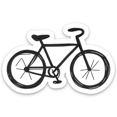 hand drawn outlined icon of a bicycle, no fill sticker