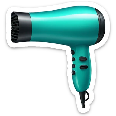 Realistic isolated teal hair dryer sticker