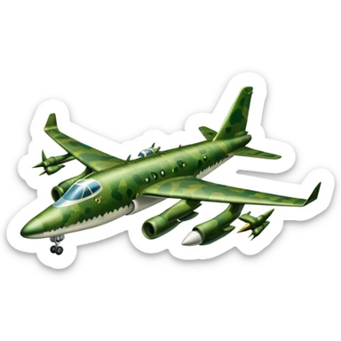 military airplane with a crocodile head dropping bombs sticker
