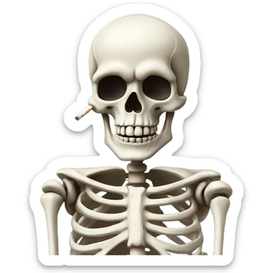 a skeleton with a bandanna smoking sticker