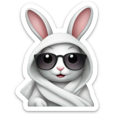 Cute rabbit with sunglasses and towel  sticker