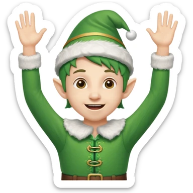 DUENDE NAVIDEÑO CON ORTODONCIA Y MANOS ARRIBA ANIMANDO sticker