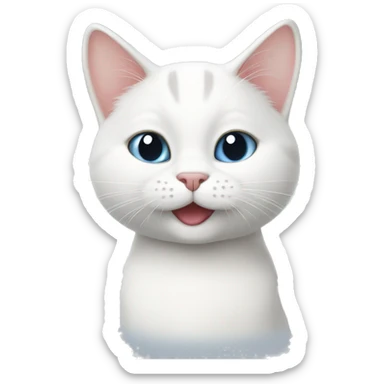 white cat thumbs up happy British short hair sticker