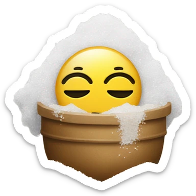 Smiley emoji and a pile of salt under sticker