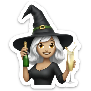 Witch, white skin, Popping Champagne Bottle sticker