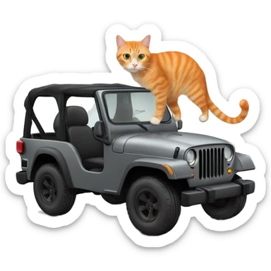 Orange cat, and gray cat, in a black jeep sticker