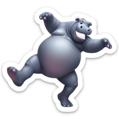 Dancing hippo in a seductive manner sticker