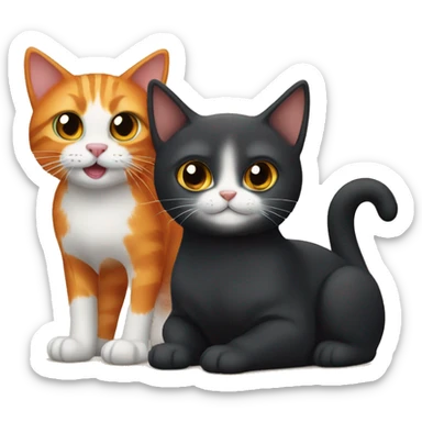 Orange cat and black cat sticker