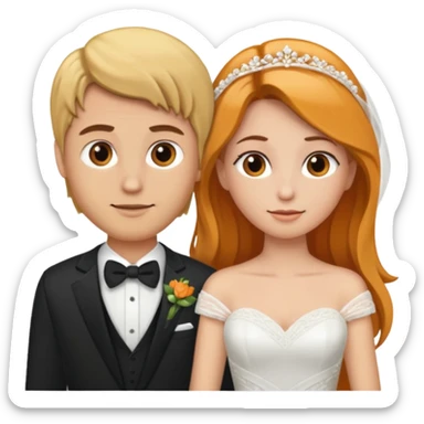 Orange-blonde hair bride and brown hair men sticker