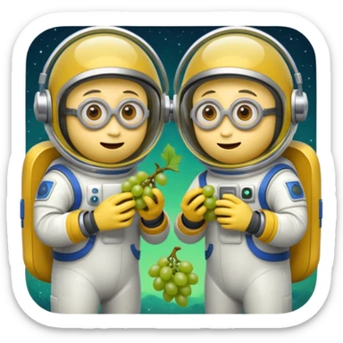 two minions with space suits eating grapes sticker