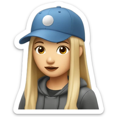 A long hair cool Asian girl wear a baseball cap and have a cup of coffee sticker