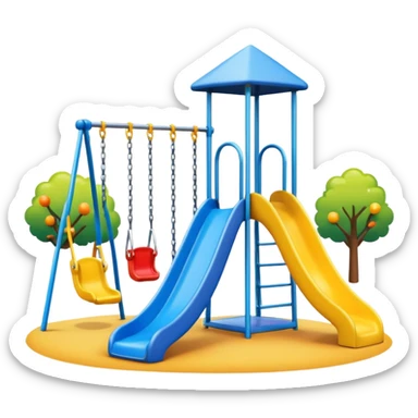playground with bright colors, slide and swings sticker