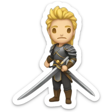 sword-wielding fighter sticker