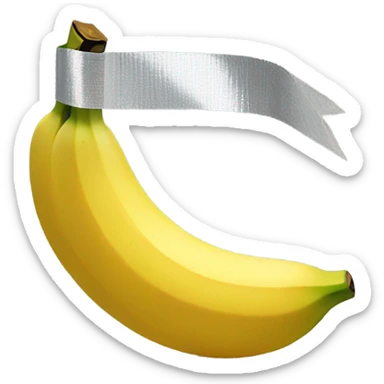 A banana that is duct taped to a wall sticker