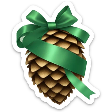 Sparkly pine cone with Sage green ribbon sticker