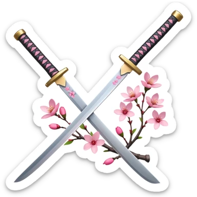 Katana with cherry blossoms  sticker
