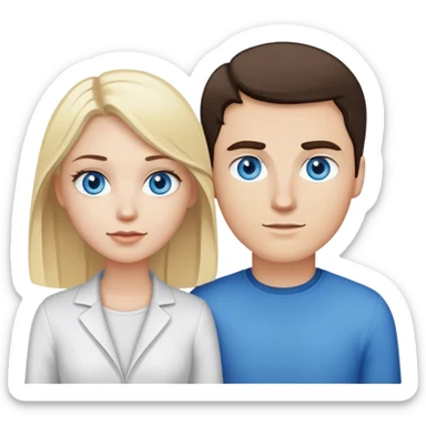 Dark Brown hair blue eyed white guy standing next to a blonde haired blue eyed girl sticker