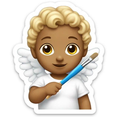 baby angel with a paintbrush  sticker