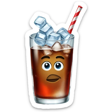 coke in glass with ice cubes sticker