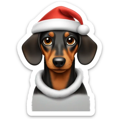 Daschund in Santa hat sticker