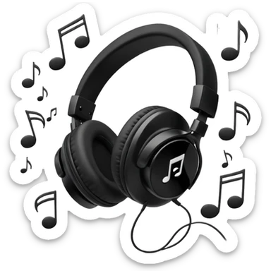 wired headphones with notes around sticker