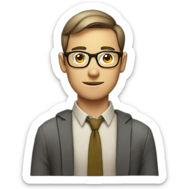 nerd-guy, skinny, rounded-glass, short-hair, sticker