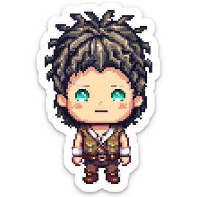 character with only three dark hairs on his head sticker