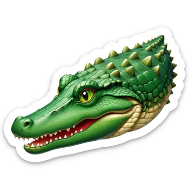 cinematic-noble-crocodile-portrait-emoji,-poised-and-regal,-with-a-powerful,-elongated-build-and-a-rugged,-scaly-emerald-green-hide,-piercing-cold-eyes,-simplified-yet-sharp-and-sophisticated-features,-highly-detailed,-glowing sticker