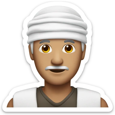  A 50 year old man with a bandage on his head sticker