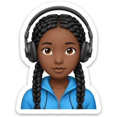 black girl with beats with black braids sticker