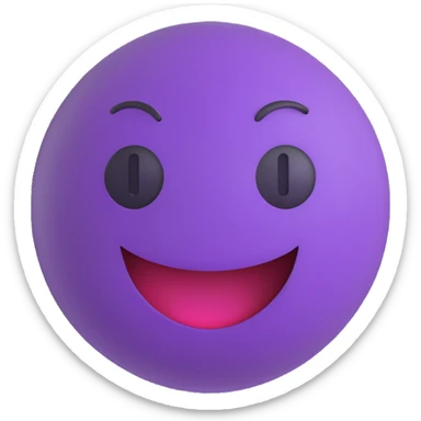 3D smiley emoji, round shape, student nervous during exam, purple color, anxious face sticker