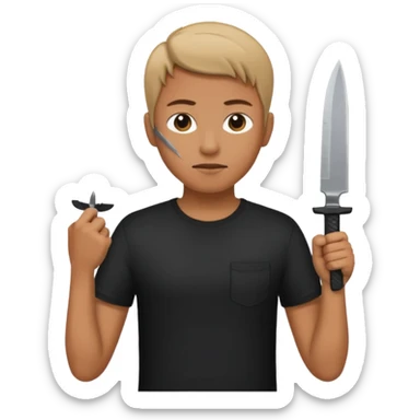 Person standing with a knife behind their back sticker