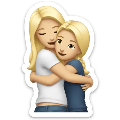 two blonde girlfriends hugging sticker