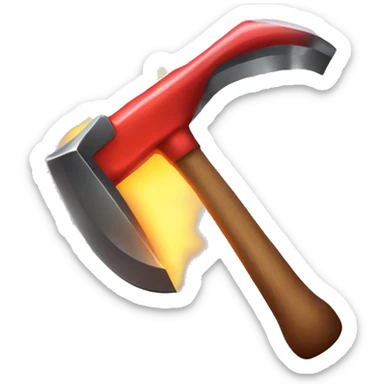 A hammer hammering a hot iron rod glowing in red sticker