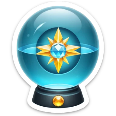 crystal orb flashing “solution found” glow sticker