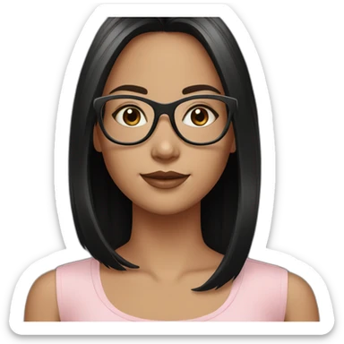 young white girl with rose gold glasses and black straight hair sticker
