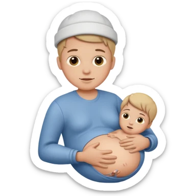 Create a pregnant boy giving labor sticker