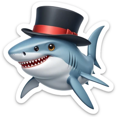 Shark with a top hat sticker