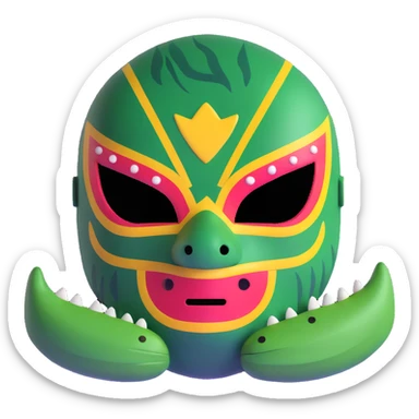 Louisiana themed luchador mask with alligator design and bayou elements sticker