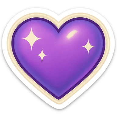 retro sticker style purple heart with sparkles sticker