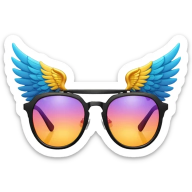 colourful hipster sunglasses with wings sticker